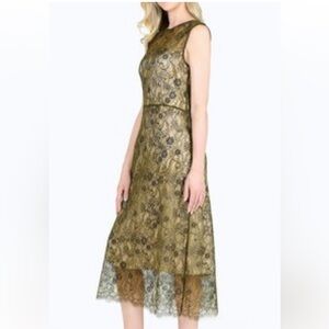 Vince Black and Gold Floral Midi Dress